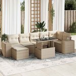 vidaXL Salon de jardin avec coussins 8 Pièces beige résine tressée