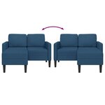 vidaXL Canapé 2 places avec méridienne en L bleu 125 cm tissu