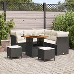 vidaXL Ensemble de canapé de jardin avec coussin 8 Pièces Noir et crème