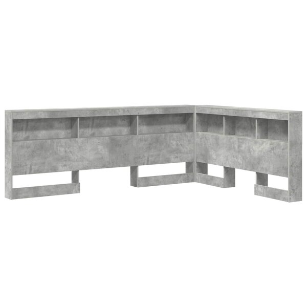 vidaXL Tête de lit de rangement Gris béton 140 cm Bois d'ingénierie