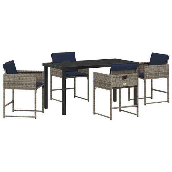 vidaXL Ensemble de salle à manger pour jardin 5 pc Gris polyrotin