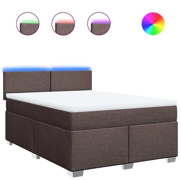 vidaXL Sommier à lattes de lit avec matelas Marron foncé 140x190 cm