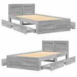 vidaXL Cadre de lit et tête de lit sans matelas sonoma gris 90x190 cm