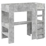 vidaXL Cadre de lit superposé avec bureau Gris béton 90 x 190 cm