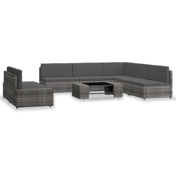 vidaXL Salon de jardin 7 Pièces Résine tressée Gris