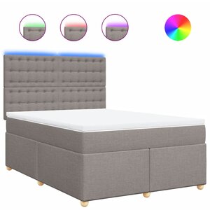 vidaXL Sommier à lattes de lit avec matelas Taupe 140x190 cm Tissu