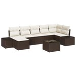 vidaXL Ensemble de canapé de jardin 8 Pièces Marron Poly rotin