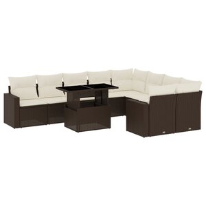vidaXL Salon de jardin 10 Pièces avec coussins marron résine tressée