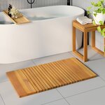vidaXL Tapis de bain Uni Marron 100 x 55 cm bois