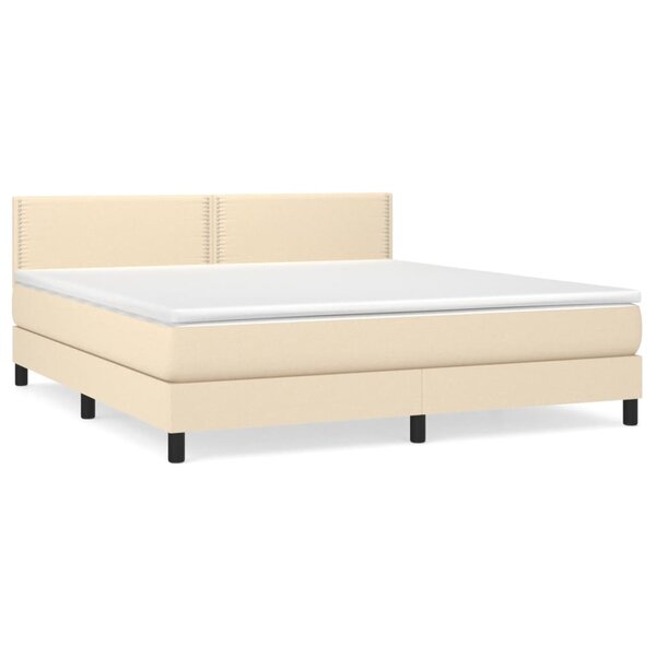 vidaXL Sommier à lattes de lit avec matelas Crème 160x200 cm Tissu