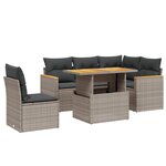 vidaXL Salon de jardin 6 Pièces avec coussins gris résine tressée