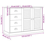 vidaXL Buffet avec tiroirs VIGO 113x40x75 cm gris bois massif de pin