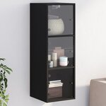 vidaXL Armoire murale avec portes en verre noir 35x37x100 cm