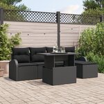 vidaXL Canapé de jardin 6 pièces avec coussins en noir