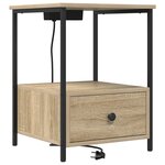 vidaXL Table de nuit avec station de chargement 2 Pièces Chêne sonoma