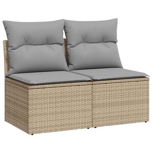 vidaXL Salon de jardin avec coussins 2 Pièces beige résine tressée acacia