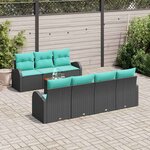 vidaXL Ensemble de canapé de jardin 8 Pièces Noir et turquoise polyrotin