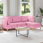 vidaXL Canapé modulaire avec rangement 4 Pièces Rose Tissu