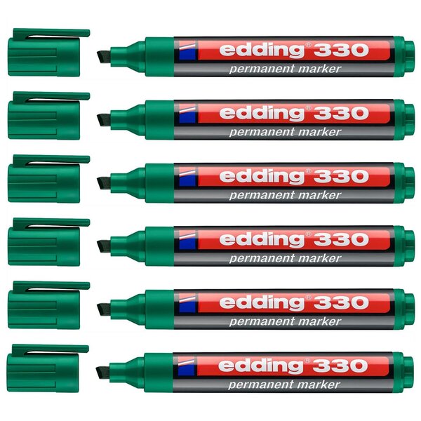 Marqueur Permanent 330 Vert Pointe Biseautée 1-5 mm x 6 EDDING
