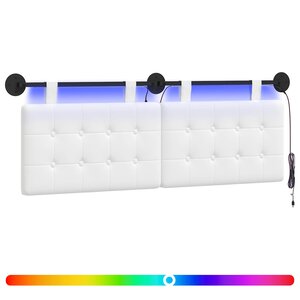 vidaXL Tête de lit suspendue Avec lumière LED Blanc Tissu