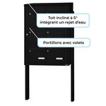 Bloc collectif Leabox  2x3  grade 3  simple face  Extérieur  sur pieds à sceller  Noir 9005 finition brillante