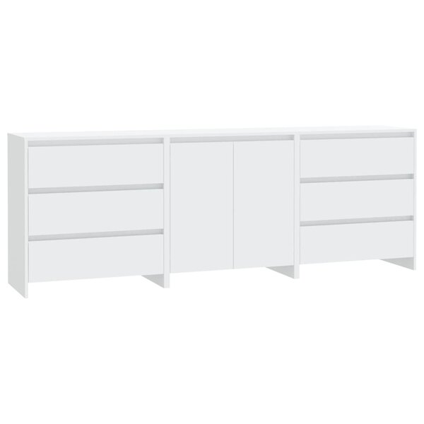 vidaXL Buffets 3 Pièces Blanc Bois d'ingénierie