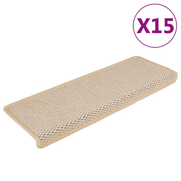 vidaXL Tapis d'escalier autocollants 15 Pièces 65x21x4 cm Berber
