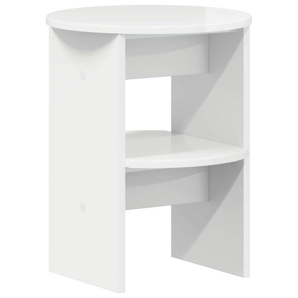 vidaXL Meuble d'appoint Blanc Brillant Ø40 x 50 cm Bois d’ingénierie