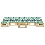 vidaXL Salon de jardin palette 6Pièces avec coussins pin imprégné de vert
