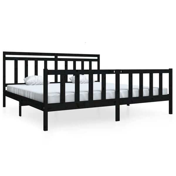 vidaXL Cadre de lit Noir Bois massif 200x200 cm