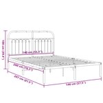 vidaXL Cadre de lit métal sans matelas avec tête de lit noir 140x200cm