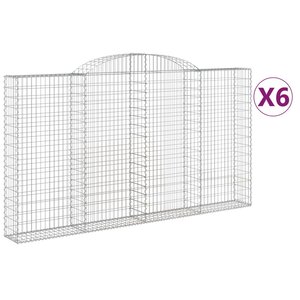 vidaXL Paniers à gabions arqués 6 Pièces 300x30x160/180 cm fer galvanisé