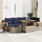 vidaXL Salon de jardin avec coussins 7 Pièces noir résine tressée acacia