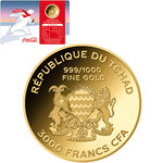Pièce de monnaie en Or 3000 Francs g 0.031 (1/1000 oz) Millésime 2023 Gold Gift COCA COLA POLAR BEAR 1/1000