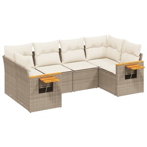 vidaXL Salon de jardin avec coussins 6 Pièces beige résine tressée