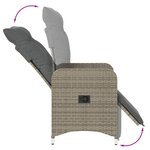 vidaXL Chaise inclinable de jardin avec coussins gris résine tressée
