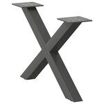 vidaXL Pieds de table basse en forme de X  2 pièces  anthracite  50 x (30-31) cm  acier