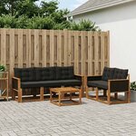 vidaXL Ensemble de canapés d'extérieur 6 Pièces Naturel et noir