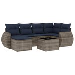 vidaXL Salon de jardin 7 Pièces avec coussins gris résine tressée
