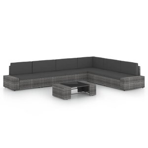 Salon de jardin meuble d'extérieur ensemble de mobilier 7 pièces avec coussins gris résine tressée 02_0017223