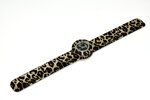 Montre mini bracelet leopard et cadran noir