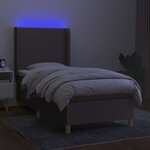vidaXL Sommier à lattes de lit matelas et LED Taupe 90x190 cm Tissu