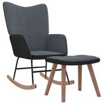 vidaXL Chaise à bascule avec repose-pied Gris foncé Velours et PVC