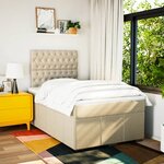 vidaXL Sommier à lattes de lit avec matelas Crème 120x200 cm Tissu