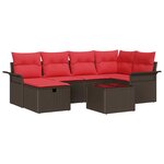 vidaXL Ensemble de canapé de jardin 7 Pièces Marron et rouge polyrotin