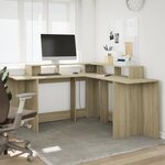 vidaXL Bureau avec lumières LED chêne sonoma bois d'ingénierie
