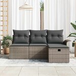 vidaXL Ensemble de canapé de jardin avec coussin 4 Pièces Gris polyrotin