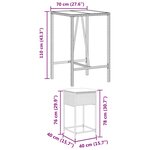 vidaXL Ensemble de bar de jardin 3 Pièces avec coussins noir poly rotin