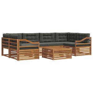 vidaXL Ensemble de canapés d'extérieur 7 pc Naturel et Anthracite