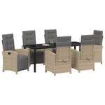 vidaXL Ensemble de salle à manger pour jardin 7 Pièces Beige polyrotin